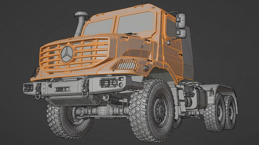 Mercedes Zetros — wireframe overlay